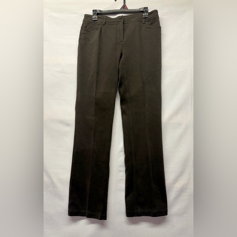 Eileen Fisher Womens Zip‎ Up Straight Leg Pants Brown Italian Fabric Size Small